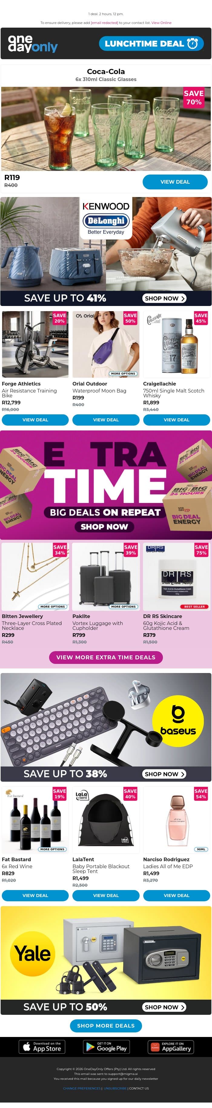 Sip back and relax, here’s 70% OFF 😎 email from Odo screenshot