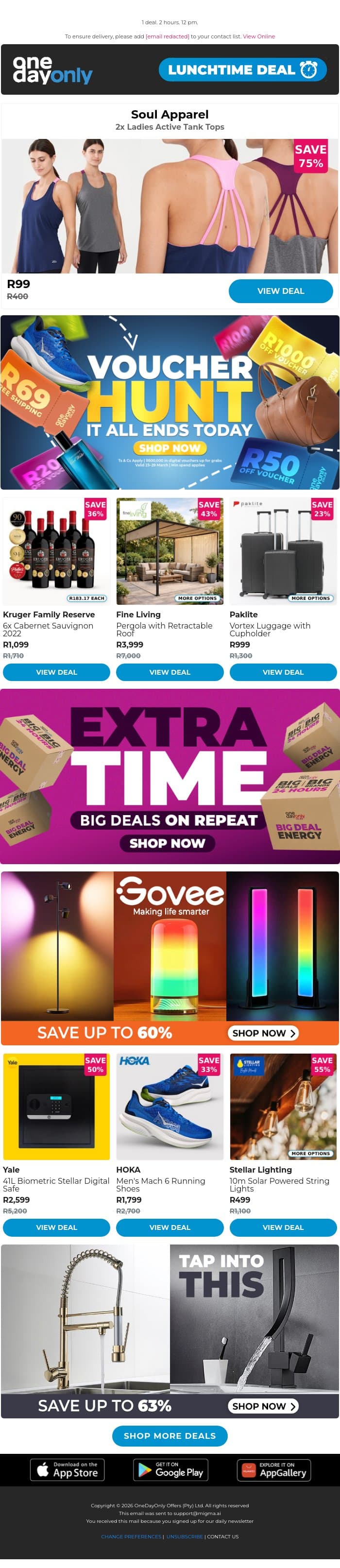 R99 for 2? That’s our PB! 🎽 email from Odo screenshot