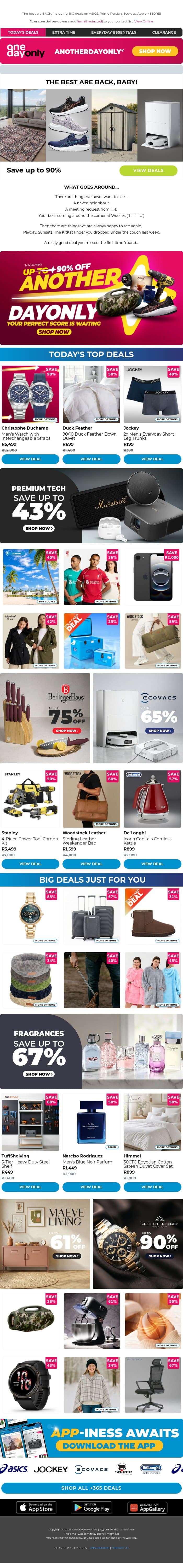 Up to 90% OFF? What a win! 🏆 email from Odo screenshot