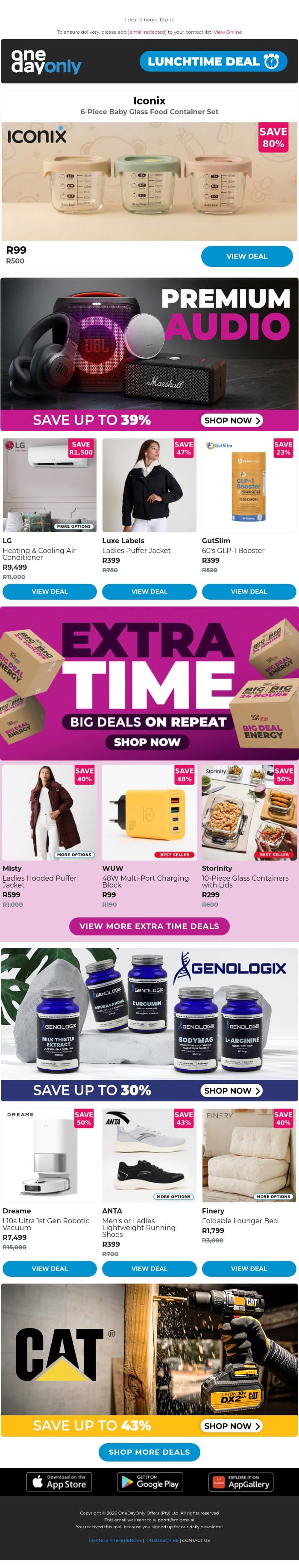 R99? Yeah baby! 👶 email from Odo screenshot