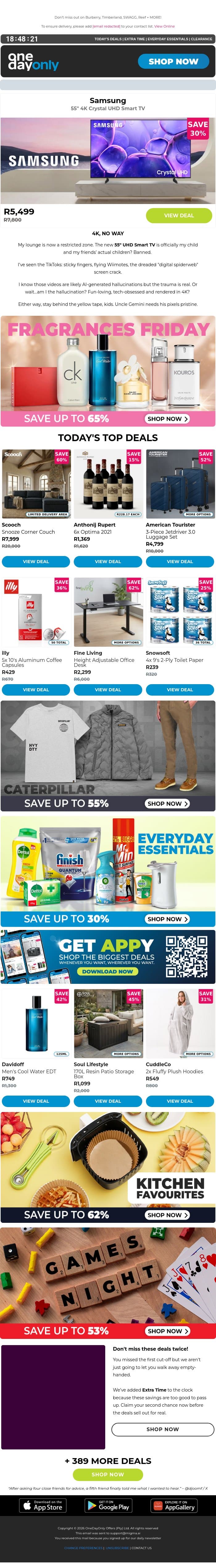 Cruise into the weekend with big savings 😎 email from Odo screenshot