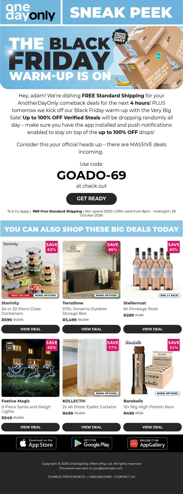 The Black Friday head start is here! 🤨 email from Odo screenshot