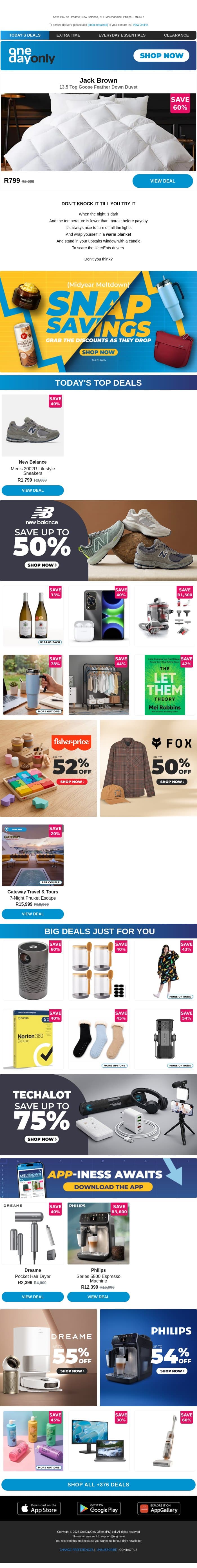 Up to 80% OFF? Oh snap! 💥 email from Odo screenshot