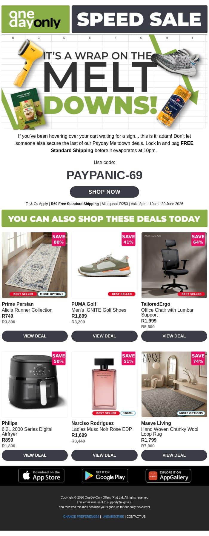 Breathe. Here’s FREE Shipping 😮‍💨 email from Odo screenshot