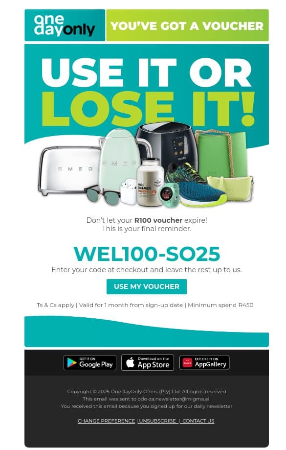 We’ve beamed up R100 for you, adam 🖖 email from Odo screenshot