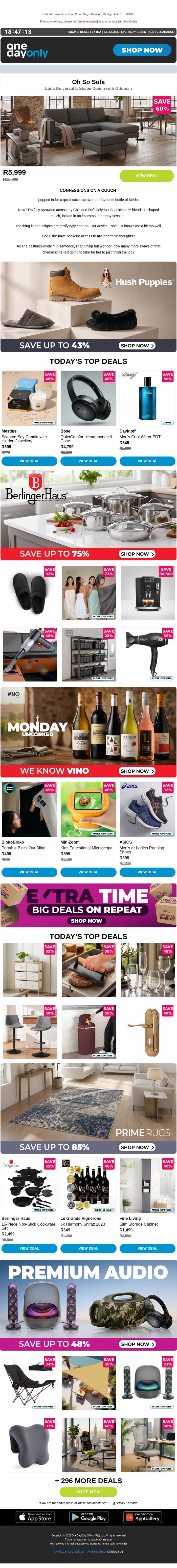 Up to 85% OFF: It’s your lucky day 🍀 email from Odo screenshot