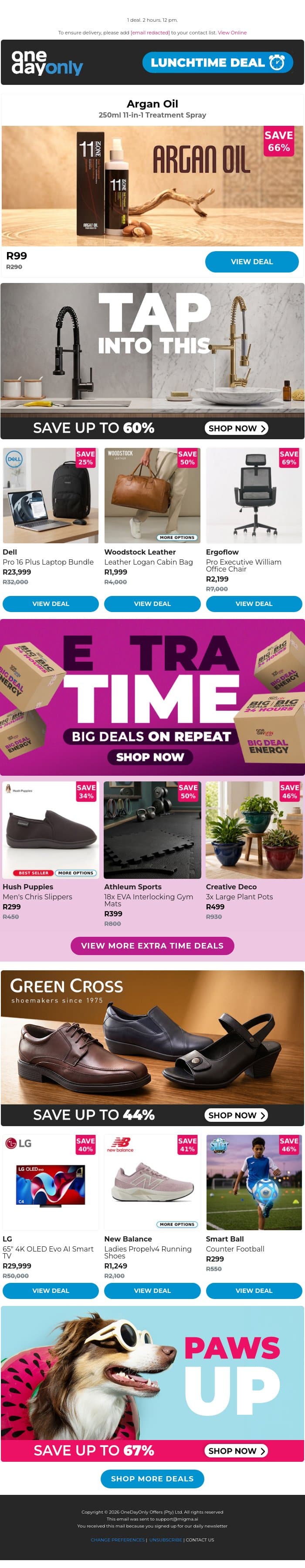 R99? You argan to love this! 🪔 email from Odo screenshot