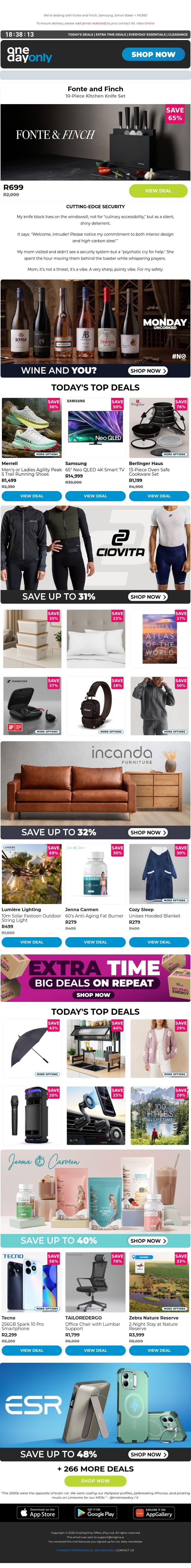 Up to 78% OFF? Come and get it! 😉 email from Odo screenshot