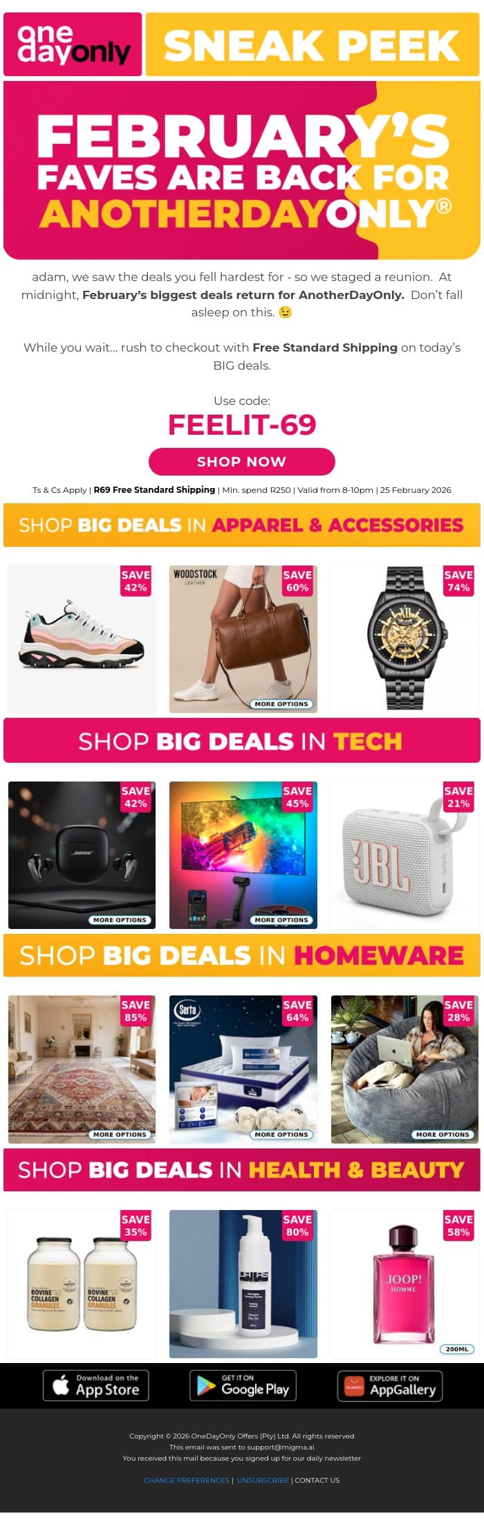 SNEAK PEEK of the best deals 🥳 email from Odo screenshot