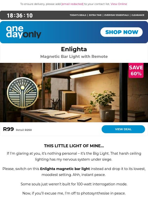 Fill up your cart: it’s R99 Deal Day! 🛒 email from Odo