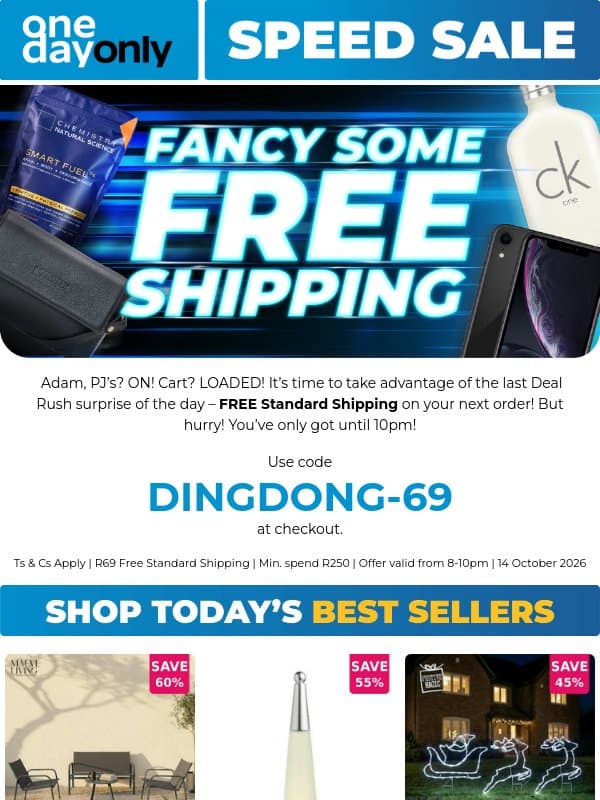 Get in bestie, we’ve got FREE Shipping 🏎️ email from Odo