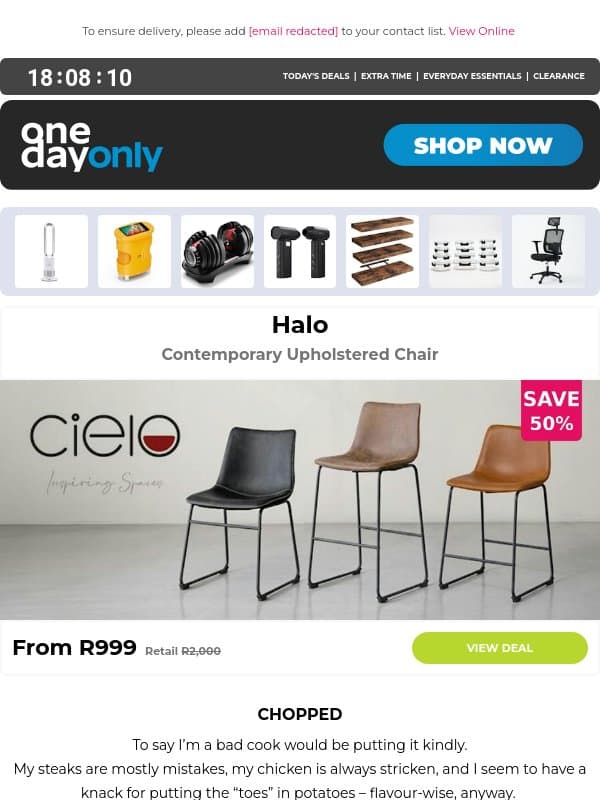 Up to 86% OFF? Your better sit down 🤯 email from Odo