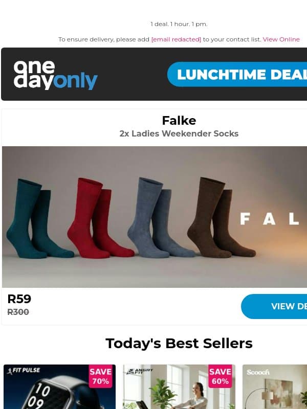 A R59 deal to knock your socks off! 💥 email from Odo