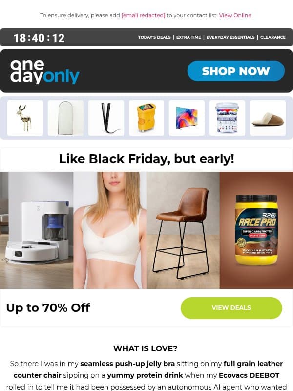 Up to 100% OFF? The Very Big Sale is ON! 😮 email from Odo