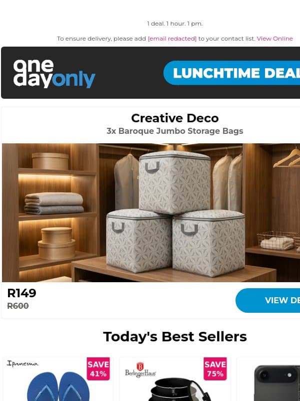 Get organised for just R149! 💆 email from Odo