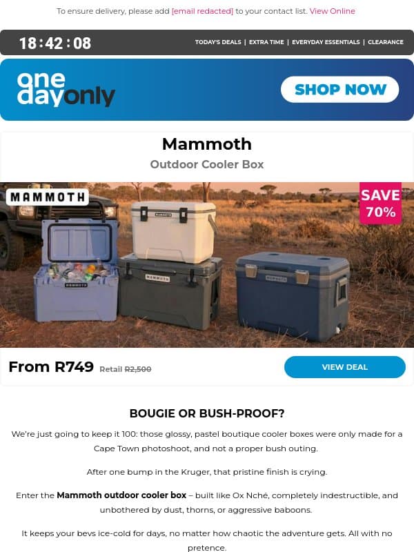 Stay cool: Up to 81% OFF for Deal Rush! 💨 email from Odo