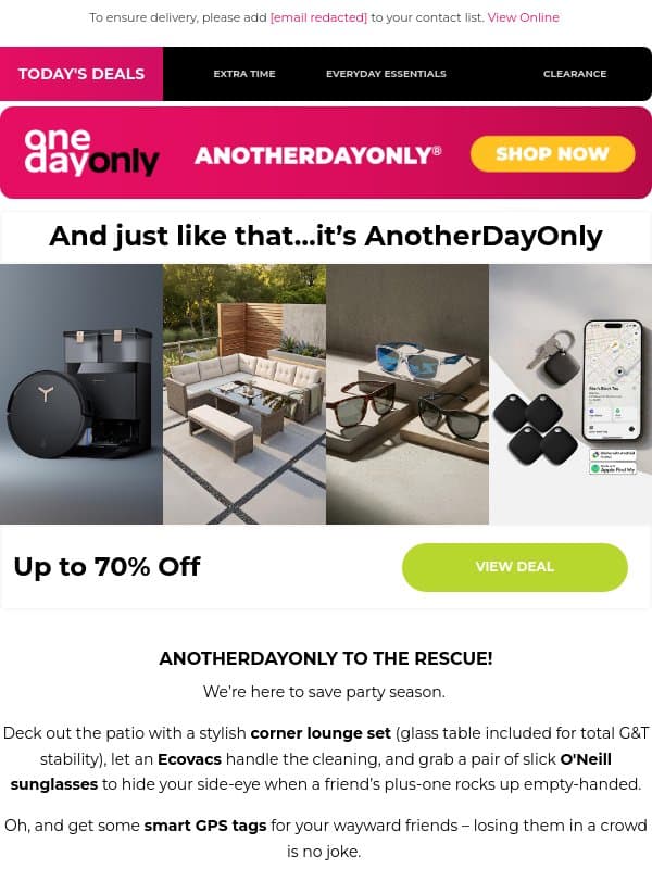 Attention: Up to 81% OFF for AnotherDayOnly! 🫡 email from Odo