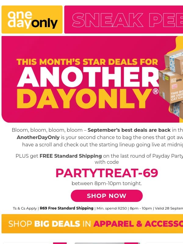 Peep this month’s AnotherDayOnly deals 👀 email from Odo