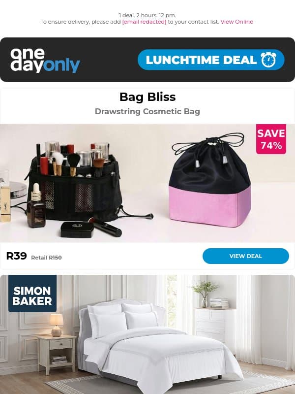 R39? Bag it quick! 💄👝 email from Odo