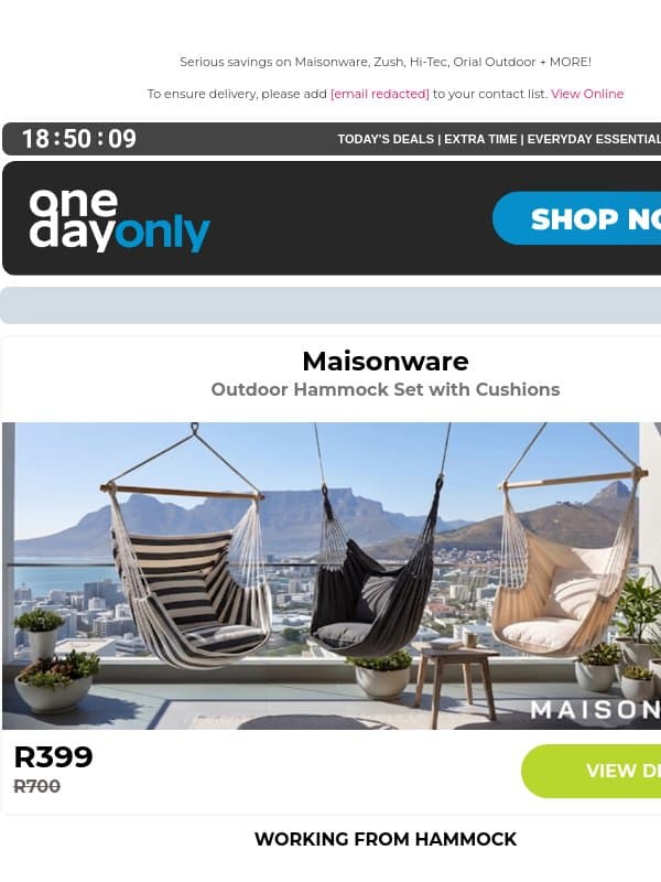 Swing by for up to 84% OFF! 🤸 email from Odo