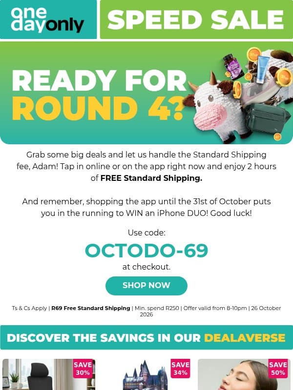 Get FREE Shipping ‘til 10pm 🥳 email from Odo