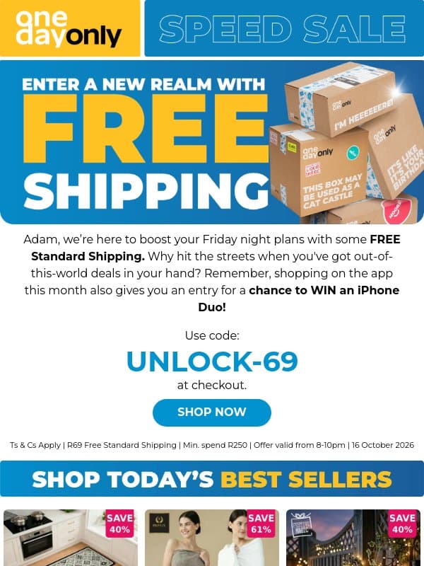 FREE Shipping straight outta the Dealaverse ✨ email from Odo