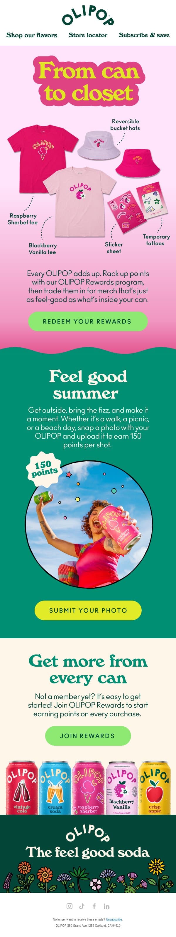 Summer Swag Just Dropped 🍧✨ email from Olipop screenshot