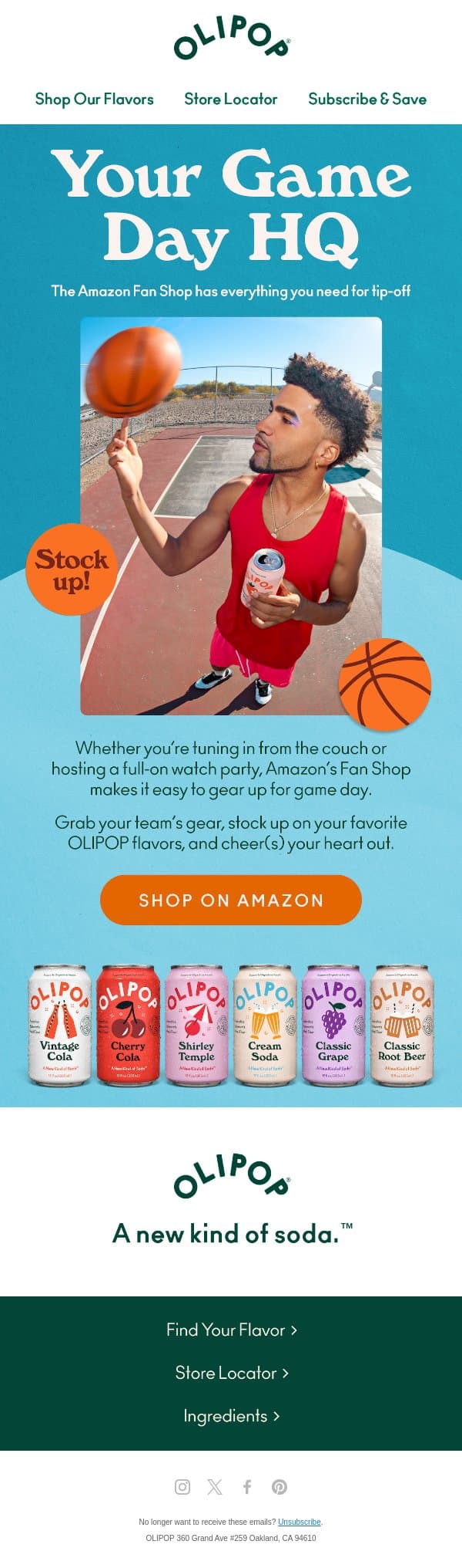 Game Day Fits 🤝 Game Day Sips email from Olipop screenshot
