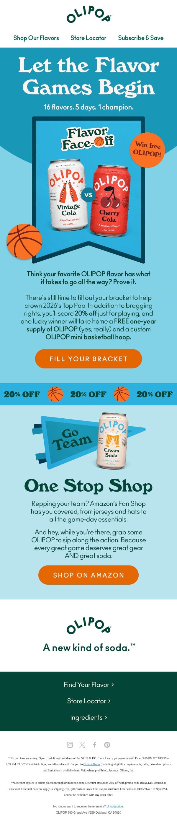 Enter to win FREE OLIPOP 🤑 email from Olipop screenshot