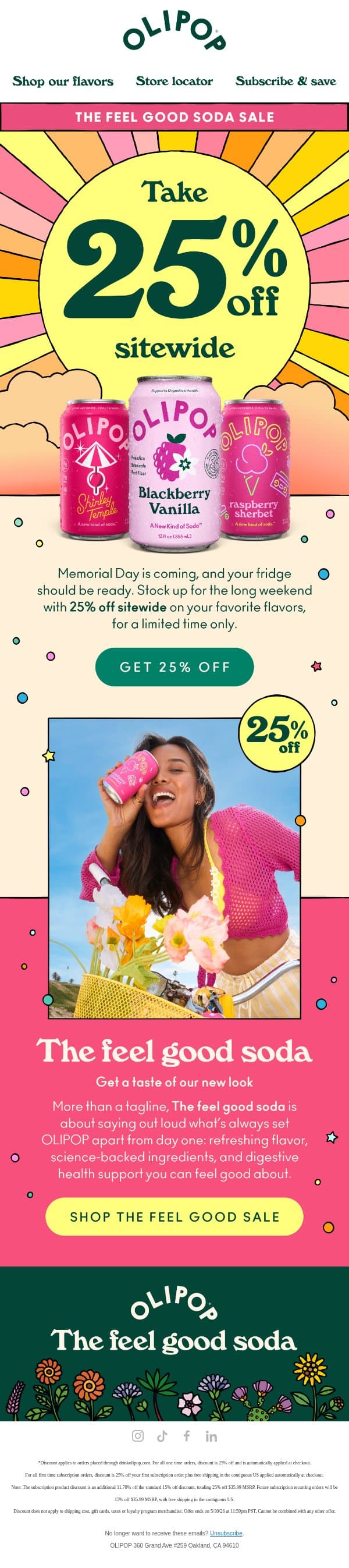 25% Off Sitewide! 🚨 email from Olipop screenshot