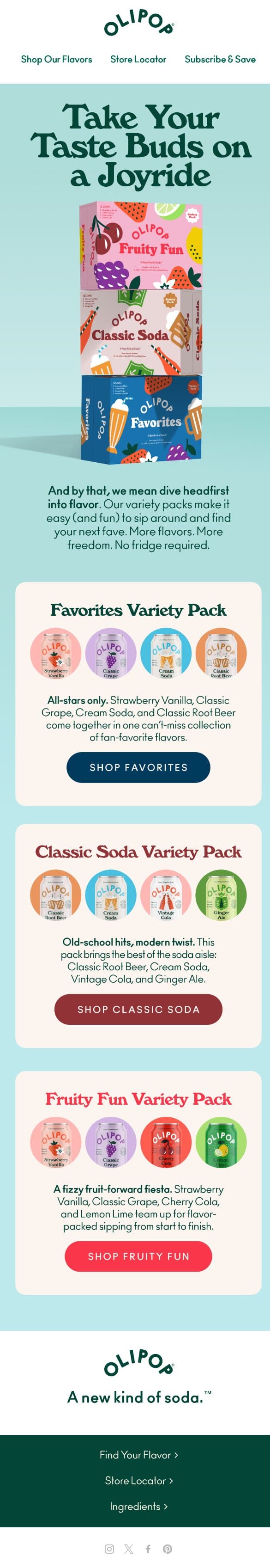 Fun flavors await... email from Olipop screenshot