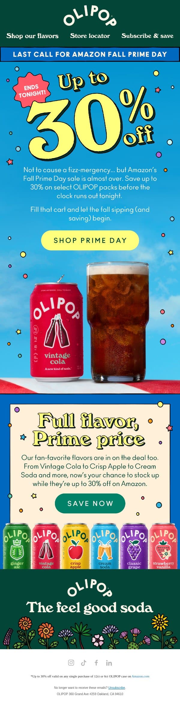 FINAL HOURS: Up to 30% Off ⏰ email from Olipop screenshot