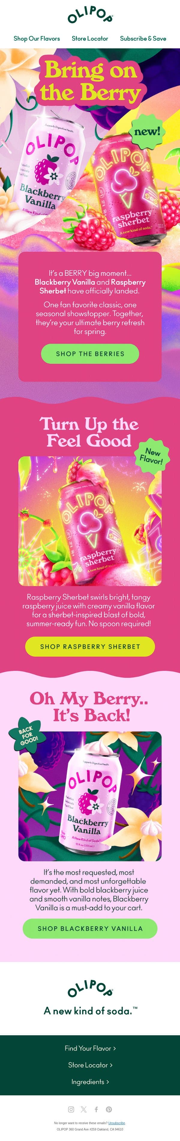 Meet the Berries! 🤩 💖 email from Olipop screenshot