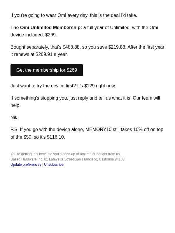The best way to get Omi email from Omi