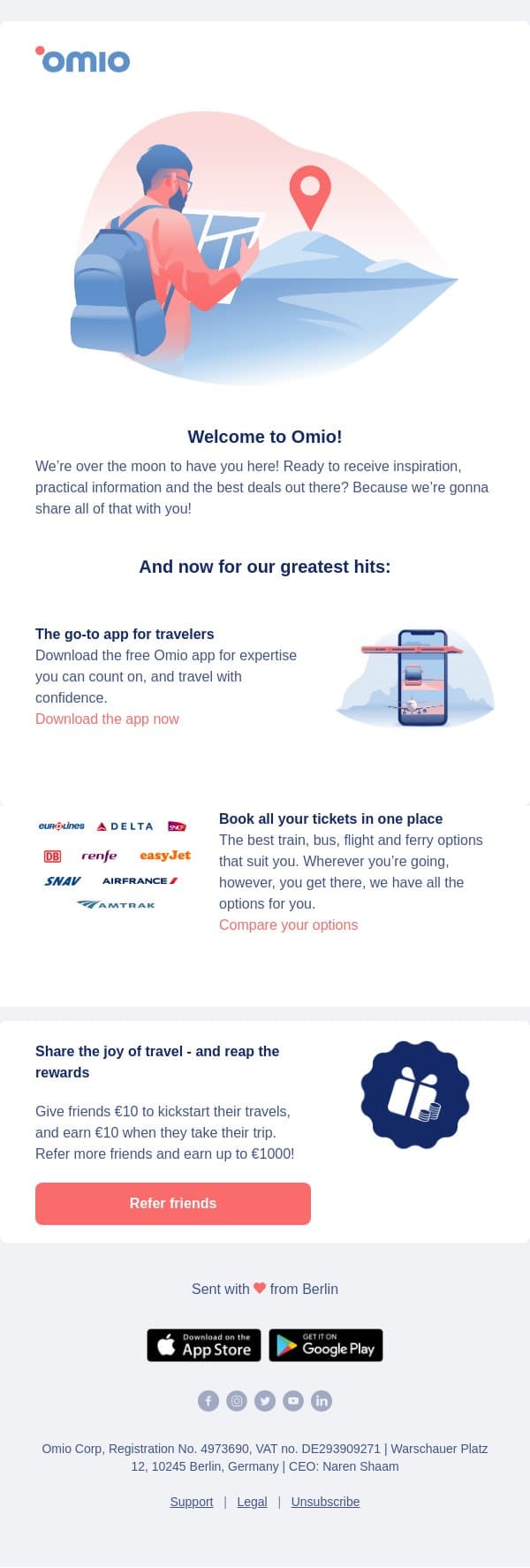 It's so good to see you! email from Omio screenshot