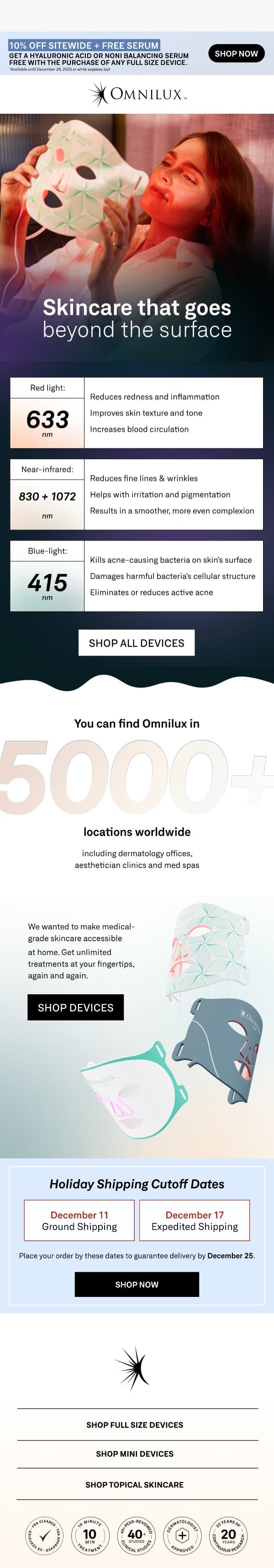 What is LED therapy? email from Omnilux screenshot