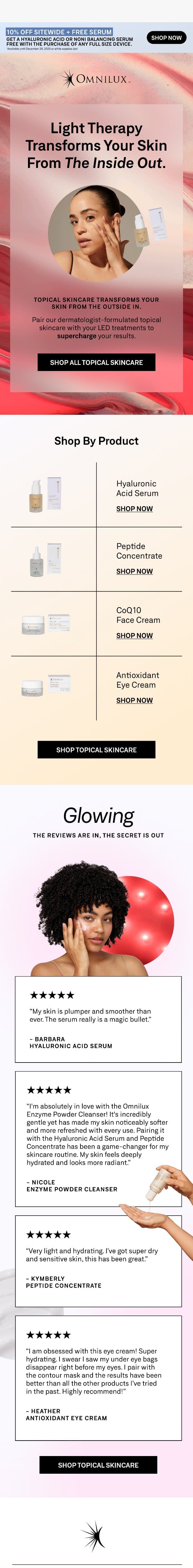This Is What Smart Skincare Looks Like email from Omnilux screenshot