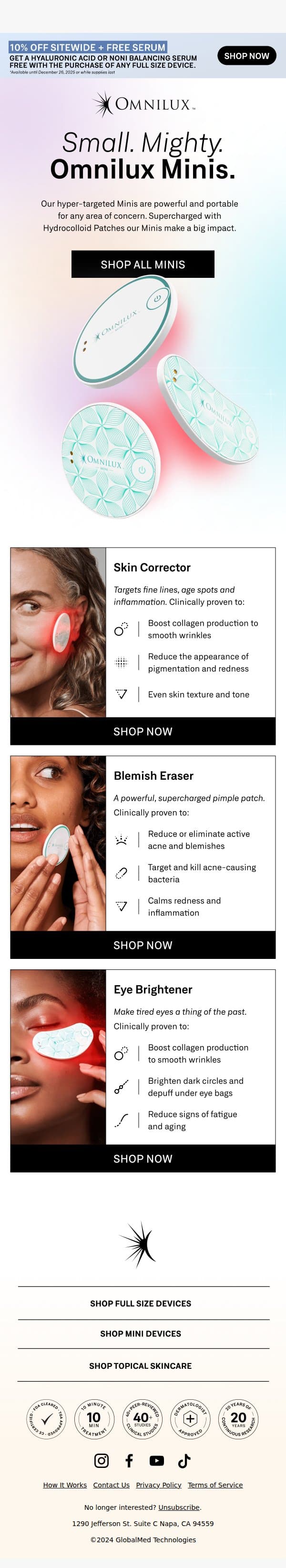 Meet the Minis ✨ email from Omnilux screenshot