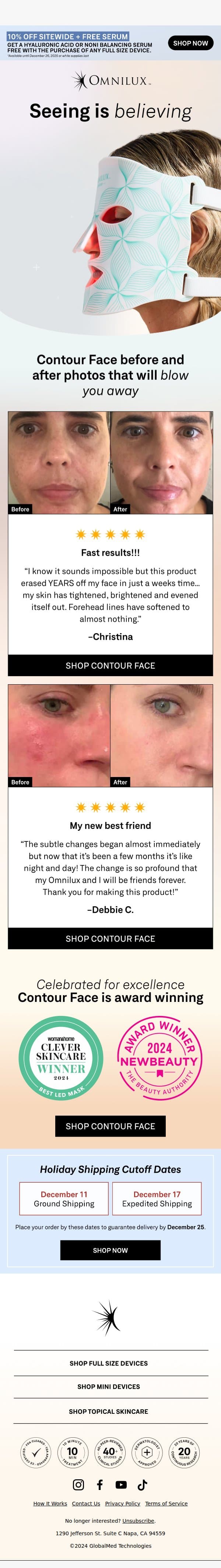 The proof is in the pictures 📸 email from Omnilux screenshot