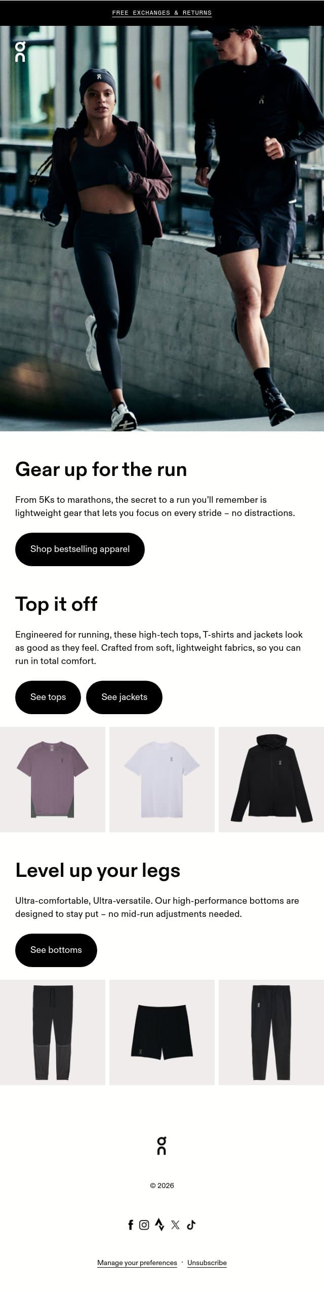 ☁️ Lightweight gear for your next run email from On screenshot