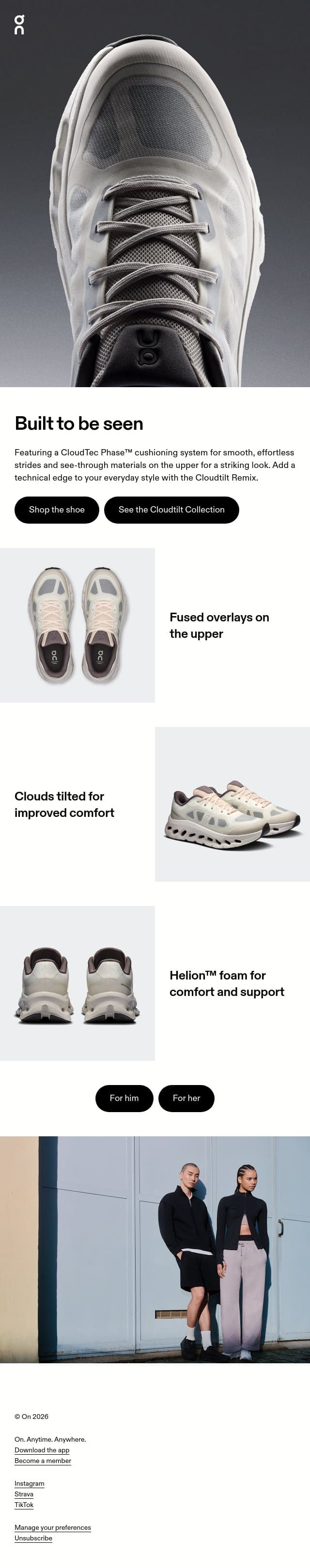 ☁️ New colors: The Cloudtilt Remix email from On screenshot