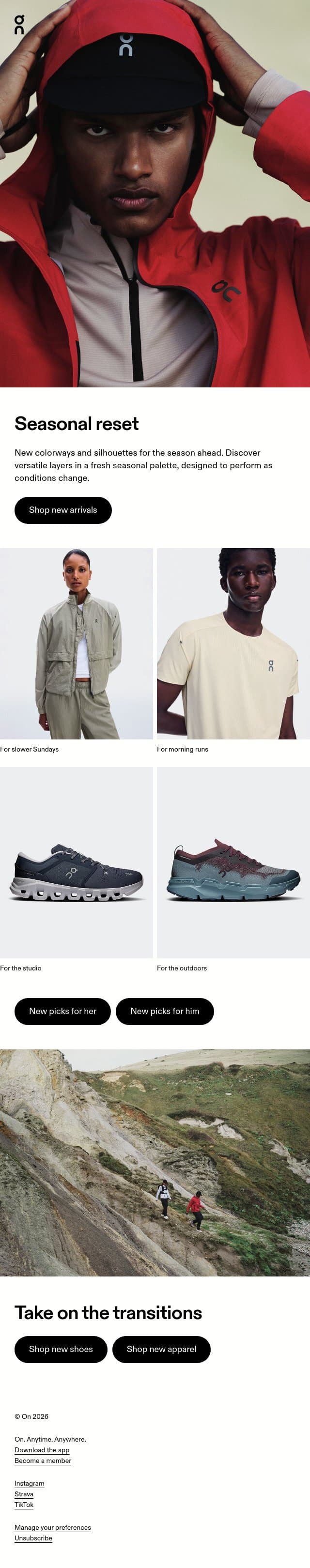 New season. New styles. email from On screenshot
