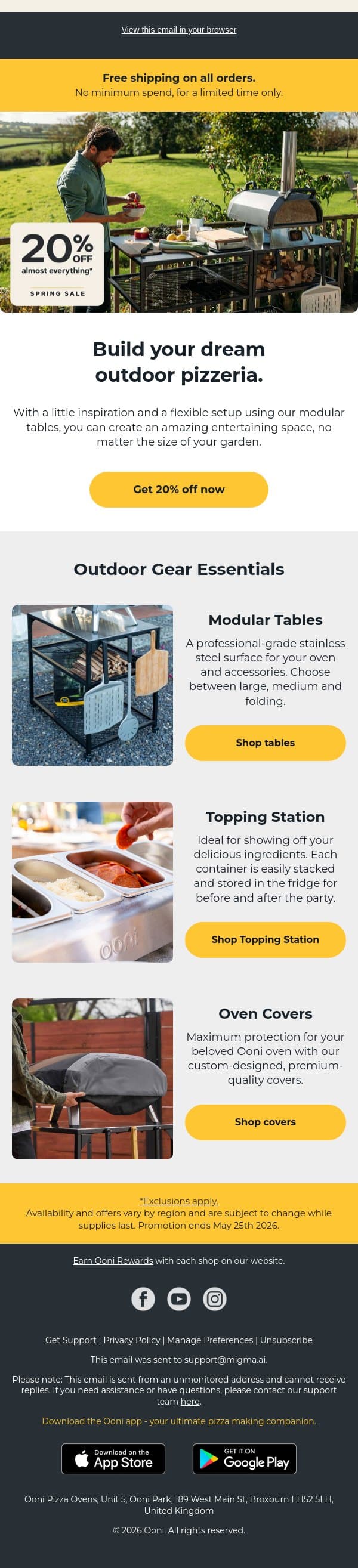 Create the ultimate summer cooking space ☀️ email from Ooni screenshot