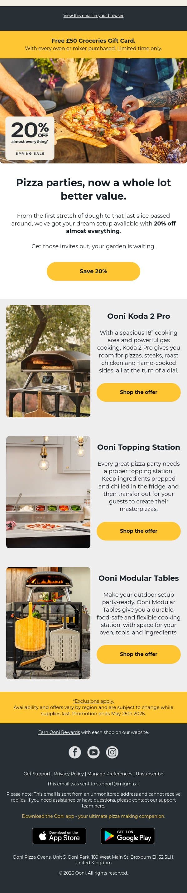 Ready to host? Your setup is sorted. email from Ooni screenshot