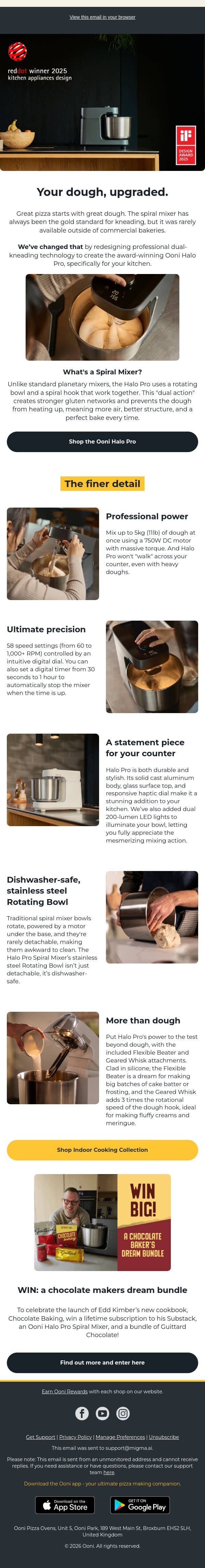 Professional power meets your kitchen counter. email from Ooni screenshot