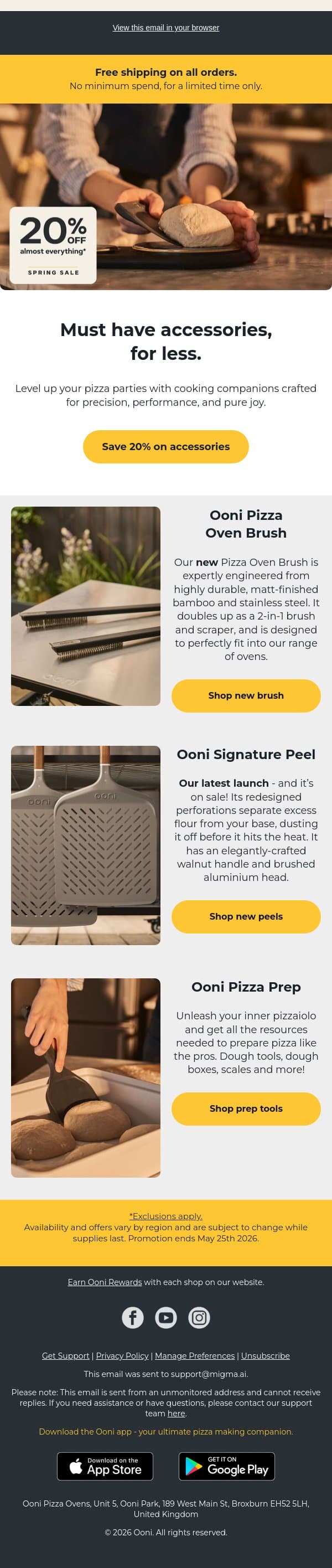 All about accessories – save up to 20%! email from Ooni screenshot