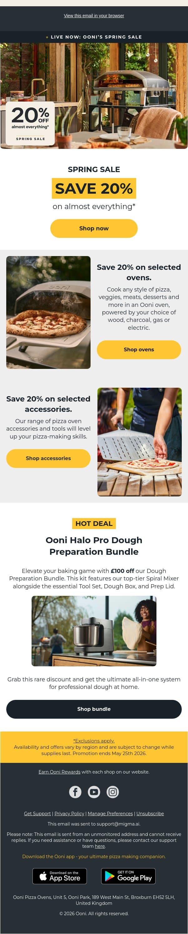 Ooni’s Spring Sale is LIVE 🔥 email from Ooni screenshot