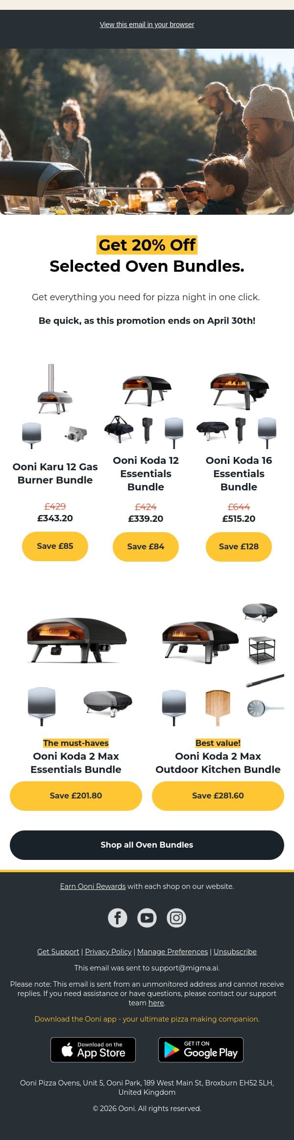 Final call! Get 20% Off Ooni Oven Bundles email from Ooni screenshot