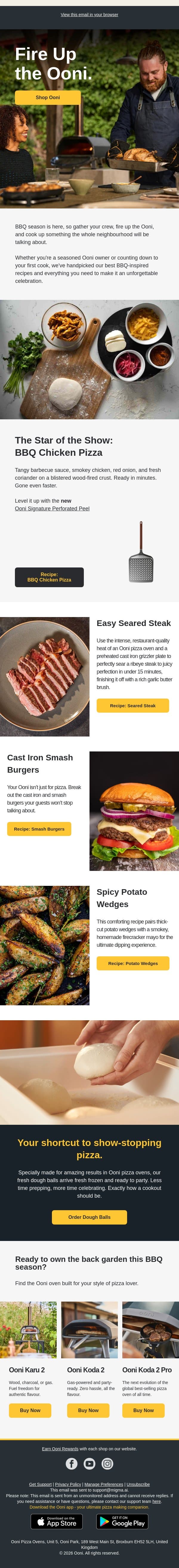 BBQ season is officially here 🔥 email from Ooni screenshot