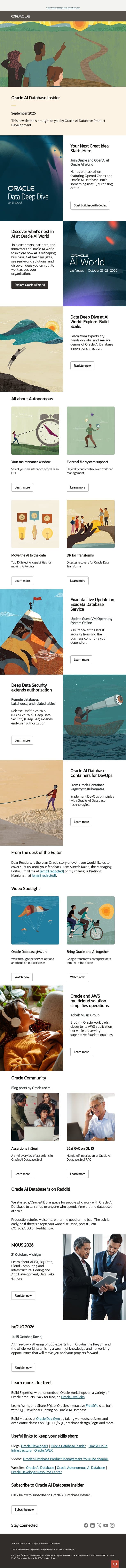 Your Next Great Idea Starts Here email from Oracle screenshot